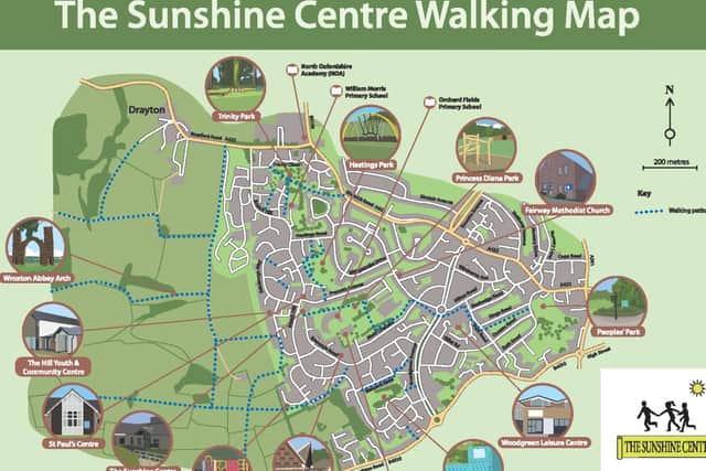 Walkers will receive a copy of the community walk map showing some suggested routes to help The Sunshine Centre reach its 581.2 mile target