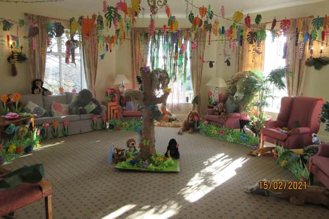 A day room is given a jungle feel when staff held a Zoo Week at Godswell Care Home
