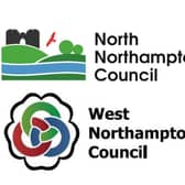 The new logos for North and West Northamptonshire councils
