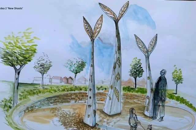 New Shoots - Influenced by consultation with the schools: William Morris Primary School, Orchard Fields Community Primary School and N.O.A. (photo from the Banbury Rise Public Art Facebook page)