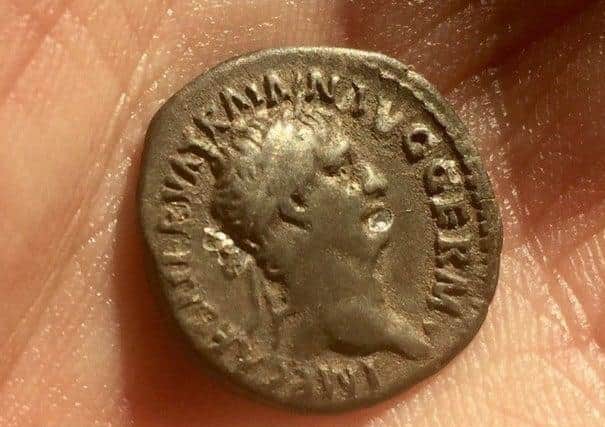 A Roman coin - one of the first discoveries at the Roman villa site