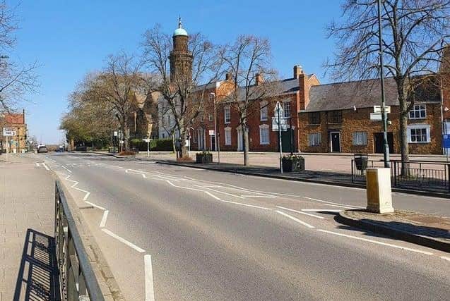 An image of the empty streets of the Banbury town centre at the end of March 2020 (photo taken by Richard Savory)