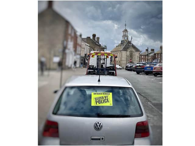 Vehicle seized by police in Brackley town centre (Image from South Northants Police Tweet)