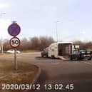 Andrew Jackson was coming off the M40 at Cherwell Valley when his dashcam captured the moment the car left the white trailer as it approached a roundabout.