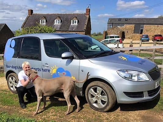 Andrea Cawley with Darwin and Mutley, the new community pet taxi.
