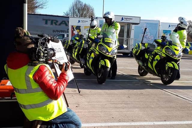 BBC cameraman filming Warwickshire Police. Photo supplied by Warwickshire Police