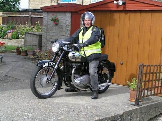 Ted Sutton, who celebrated his 90th birthday, on his motor bike