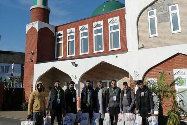Volunteers with the Banbury Mosque getting ready to delivery isolation food packs to the vulnerable (photo was taken before the 2 metre rule was put in place)