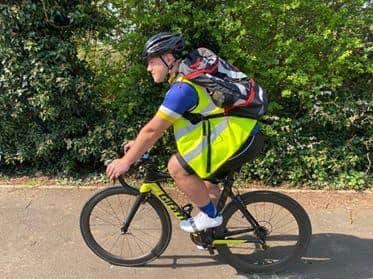 Banbury Star Cyclists Club member Mike Gillett out on a delivery.