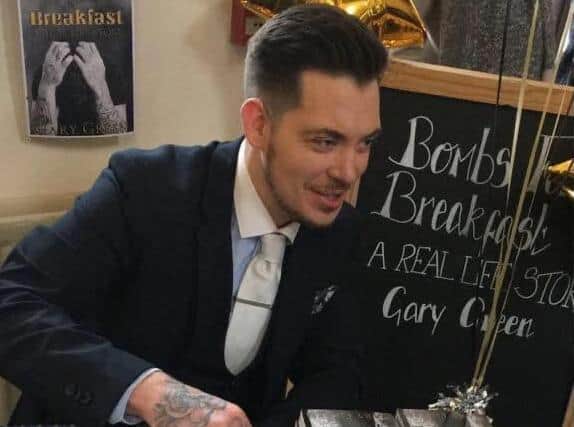Gary Green at a book signing event for the release of his first book 'Bombs for Breakfast'