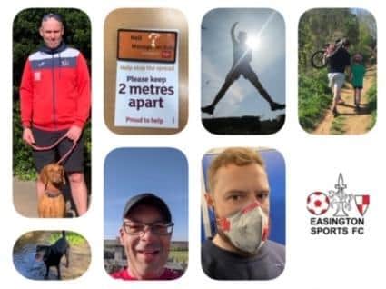 Members of the Easington Sports Football Club in Banbury walking or running to help Katharine House Hospice
