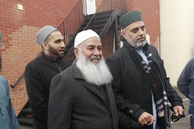 Abu Hassan Hanif, chairman of the Banbury Mosque, at centre