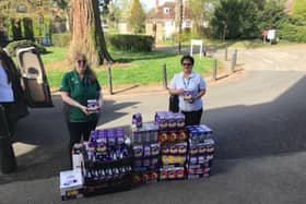 A Morrisons Banbury employee delivers the donated Easter eggs to a NHS staff member