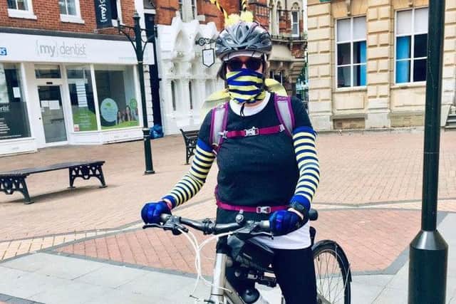 A cyclist with the Banbury Extinction Rebellion group