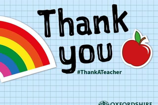 Thank You #ThankATeacher (image from Oxfordshire County Council)