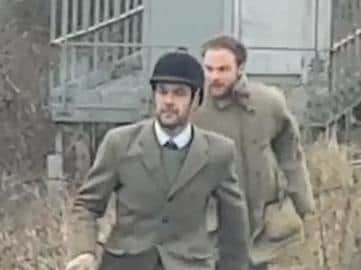 An image released by British Transport Police investigating a trespass by Warwickshire Hunt on the Banbury to Leamington railway line