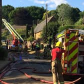 Firefighters still working to completely extinguish the house fire in Hornton, nearly three hours after it broke out