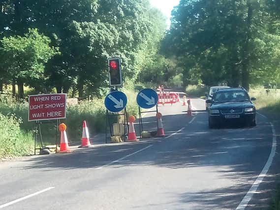 The traffic lights that have been in place on Broughton Road for months while Thames Water extracts water to prevent flooding
