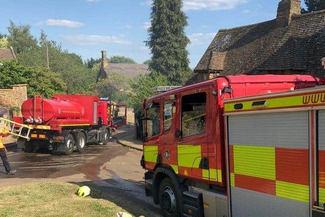 As many as nine fire service appliances responded to the fire (photo from Buckingham Fire Service - Brill Fire Station)