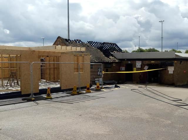Brackley Town's clubhouse was devastated by a fire a year ago