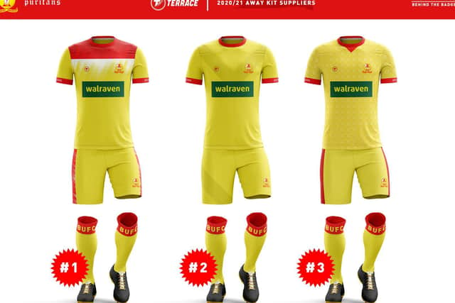 The voting options for Banbury United's new away kit