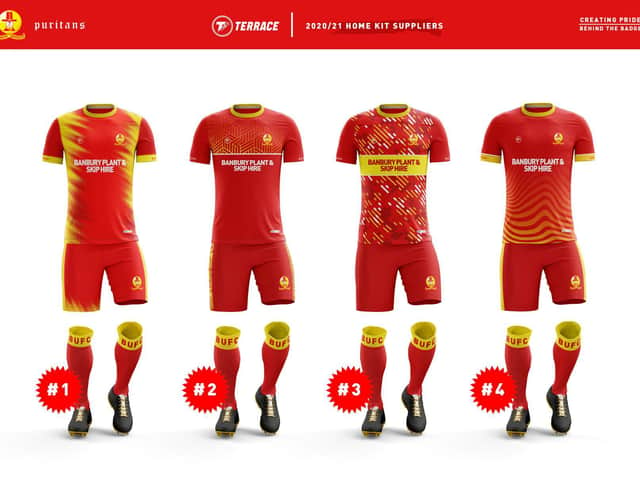 The voting options for Banbury United's new home kit