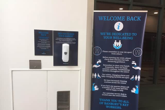 One of the 30 hand sanitiser stations inside the Castle Quay shopping centre