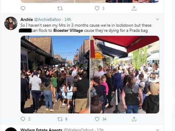 One of many Tweets from Bicester Village yesterday (Monday) as non essential  shops were allowed to reopen