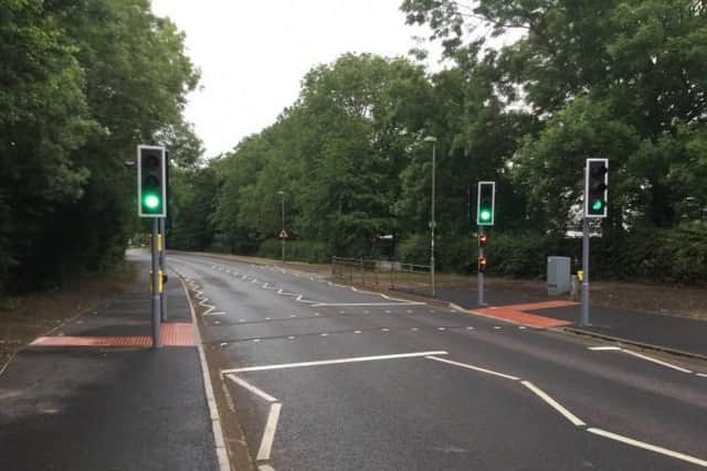 Safety improvments to theA361 between Banbury and Chipping Norton include a new toucan crossing, south of Ells Lane, and a glowing 2.5m-wide, 2000m long, shared use path. (photo from Oxfordshire County Council)