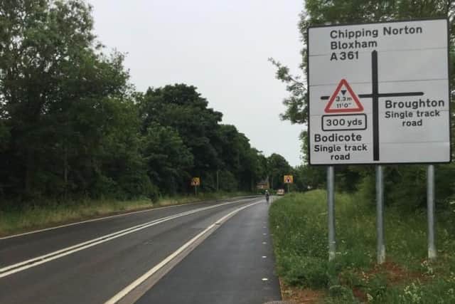 Road markings and signage improvements along the A361 road (photo from Oxfordshire County Council)