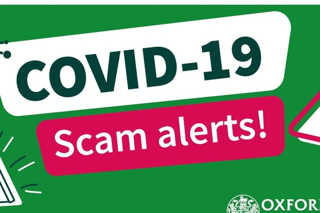 Covid-19 scam alert (image from Oxfordshire County Council)