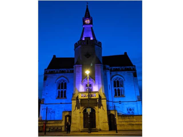 People in Banbury will see the town hall lit up in pink and blue illuminations to show its support for Baby Loss Awareness Week 2021 - October 9 to 15. (Submitted photo)