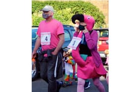 Amanda Hall, who is currently receiving treatment for ovarian cancer and took part in the Hooky Alternative Race for Life event dressed as a flamingo, raising £300 (Photo by Bethan Dennick)