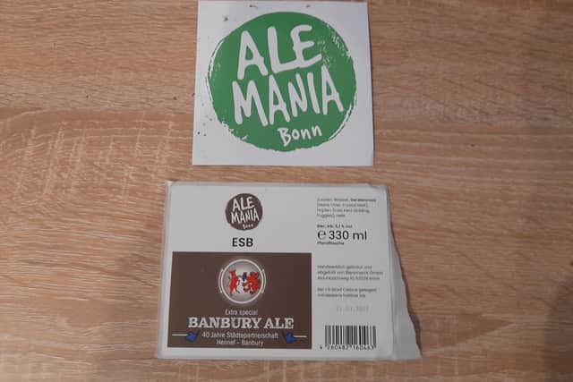 The German brewery Ale Mania has come up with the Banbury Ale as part of the 40th anniversary of the twinned towns of Banbury and Hennef, Germany. It's available from The Apothecary Tap craft beer bar and bottle shop in the town centre.