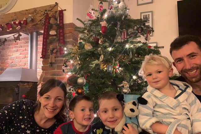 Freddie Croft with his mum Nicole, dad William and brothers Albert and Stanley last Christmas