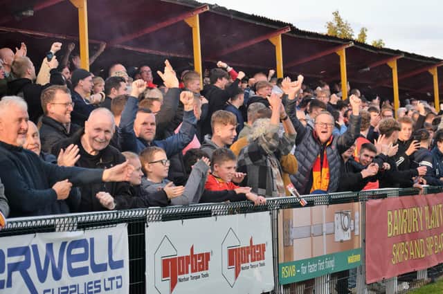 Supporters at Banbury United's win over Bath City in the last round of the FA Cup
