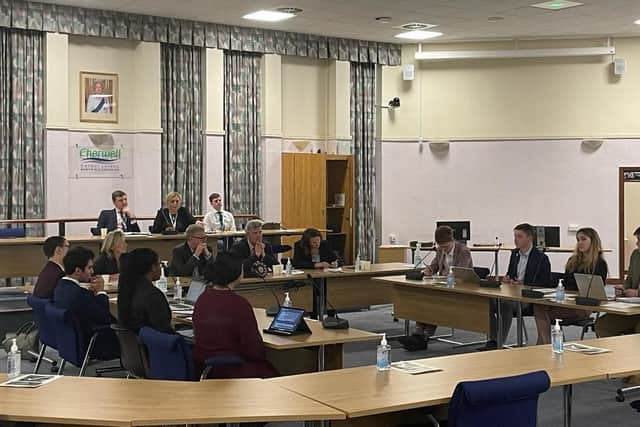 Pupils from Sibford School and North Oxfordshire Academy School compete in the final of the Cherwell Democracy Challenge hosted by MP Victoria Prentis. (Submitted photo from the office MP Victoria Prentis)