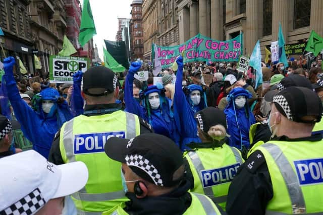 Blue rebels in Glasgow during the COP 26 conference (submitted photo from Banbury XR)