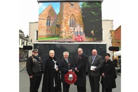 Shipston Remembrance Sunday reaches more people than ever before Photo: From left: Glyn Slade, Revd Sarah Edmonds (Rector at St Edmund’s), Cllr Ian Cooper, Revd Daniel Pulham (Pastor at Stour Valley Baptist Church), Mike Wells, Helen Morgan (Shipston town clerk)