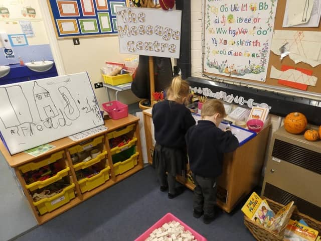 Pupils at the new Sibford Gower Primary School nursery which started this school (submitted photo from the school)