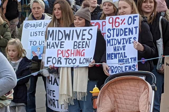 Midwives gathered with families and many supporters in Bonn Square, Oxford for Sunday's demonstation