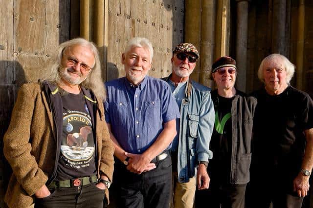 Fairport Convention, l - r, Chris Leslie, Simon Nicol, Dave Pegg, Ric Sanders and Gerry Conway. The band has received a third grant to ensure the survival of the Cropredy festival