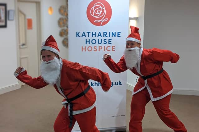Katharine House Hospice staff get warmed up for the charity's annual Santa Fun Run in Banbury (Submitted image)