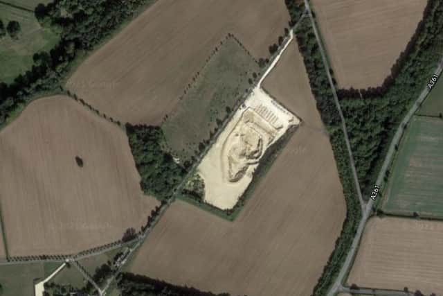 The operating quarry outside Chipping Norton with the disused quarry visible to its left