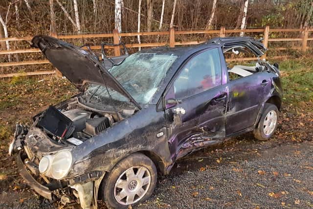 The driver of this car had a lucky escape after crashing on the M40. The motorist failed a breathalyser test