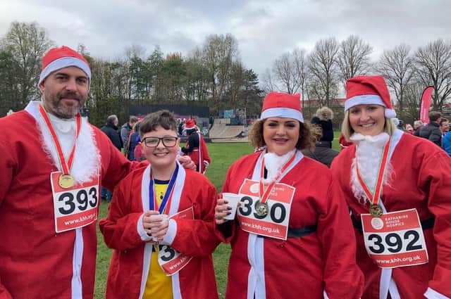 Four members of the Brown family ran the 5K in memory of David Allington at the Katharine House Hospice Santa Fun Run event in Banbury on Sunday December 5. (Submitted photo from KHH)