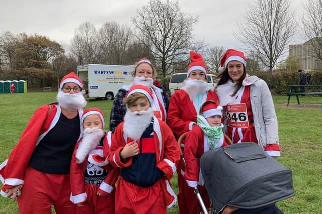 The Dixey family took part in the Santa Fun Run in memory of Kimberly Dixey's dad, who passed away earlier this year after a battle with prostate cancer and received care at Katharine House Hospice. (Submitted photo from KHH)