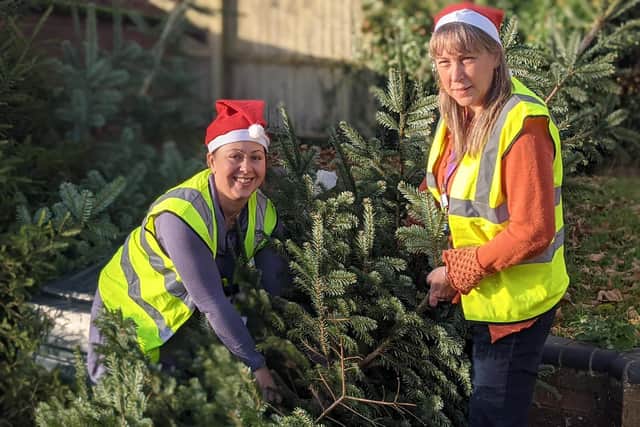 Katharine House Hospice Community Engagement Officer Sue Blank and KHH Community Engagement Manager Cherida Plumb with a Christmas tree (Submitted photo)