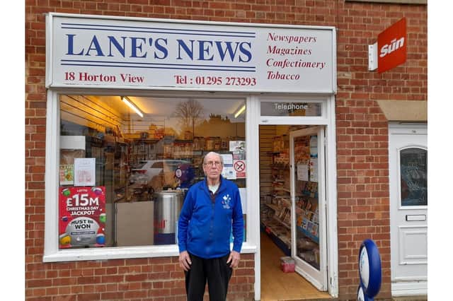 Barry Lane stands outside his newsagents Lane's News, which is set to close in the Easington community of Banbury