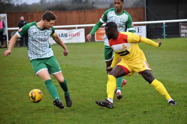 Chris Wreh in Banbury United's win over Biggleswade Town (PICTURES BY JULIE HAWKINS)